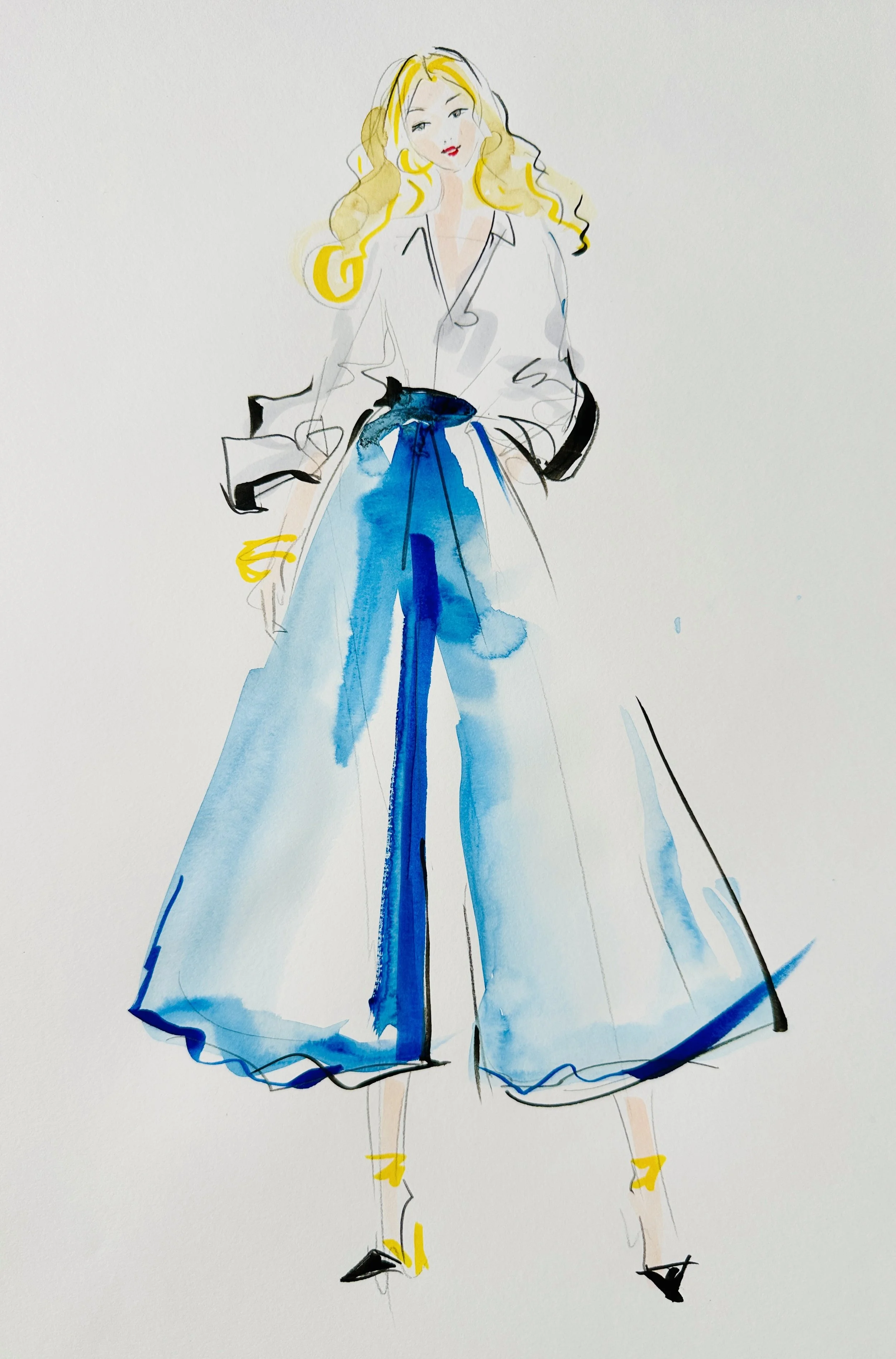 Blonde Fashion Sketch Event by Anna Schwarzer - Modeskizze, Modedesignerin, Karikatur