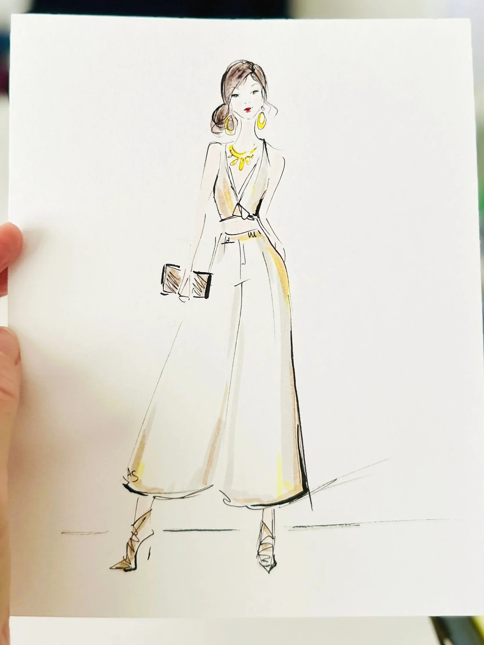 Live Zeichnen Kleine Illustration event by Anna Schwarzer  | Frau Outfit Betonung Schmuck 