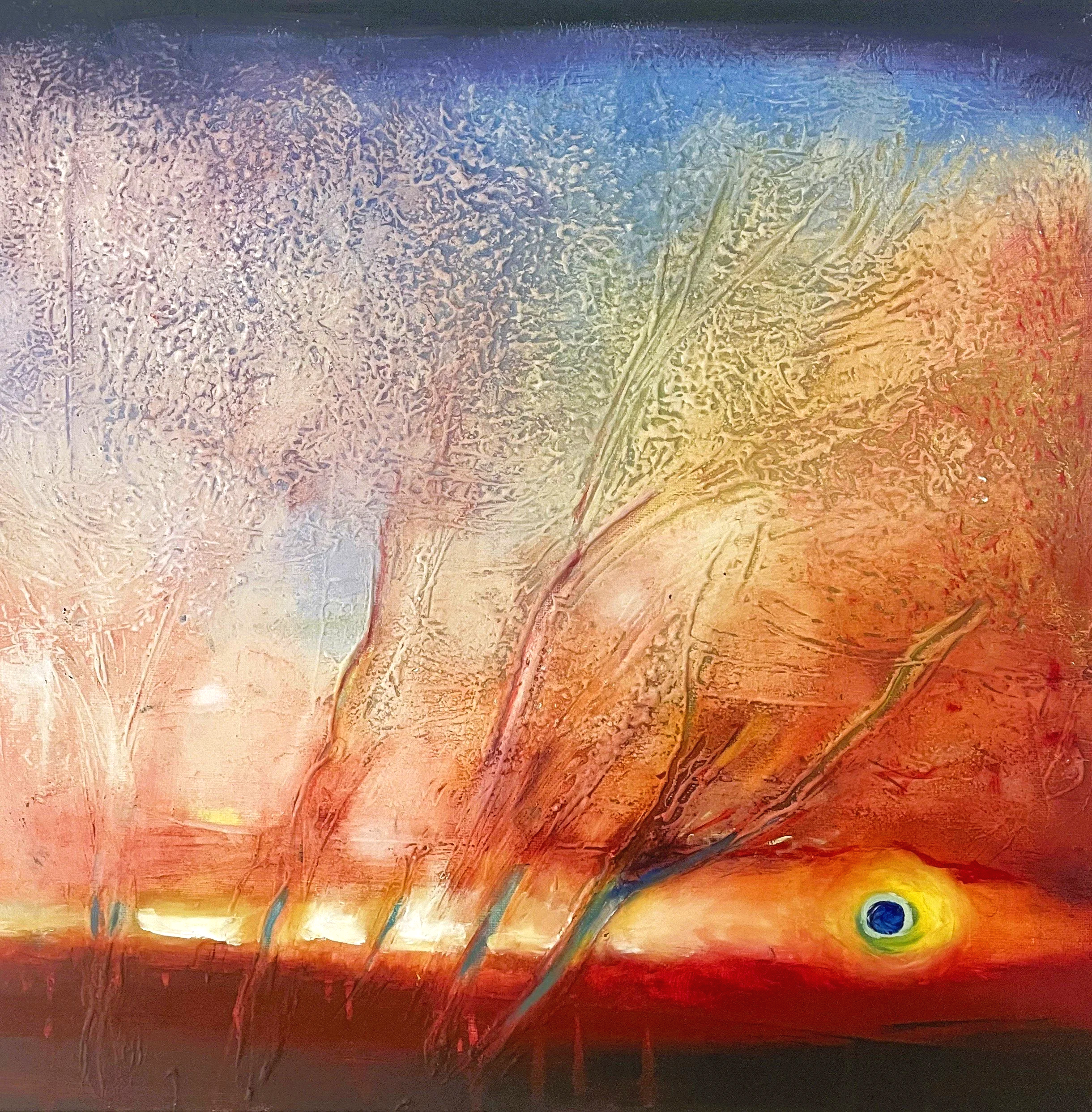 2.12: A Cold Sunset; Pigments with acrylic medium on canvas; 50 x 50cm