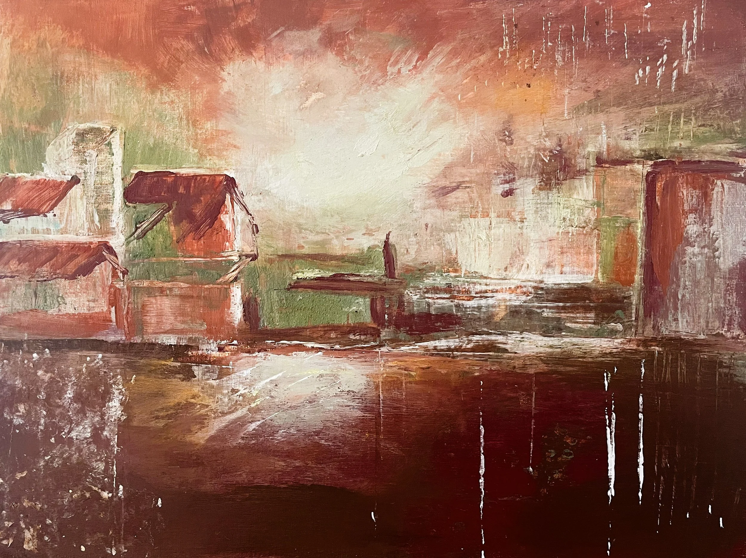 5.4: Rural view; Pigments with acrylic medium on cardboard; 30 x 40cm