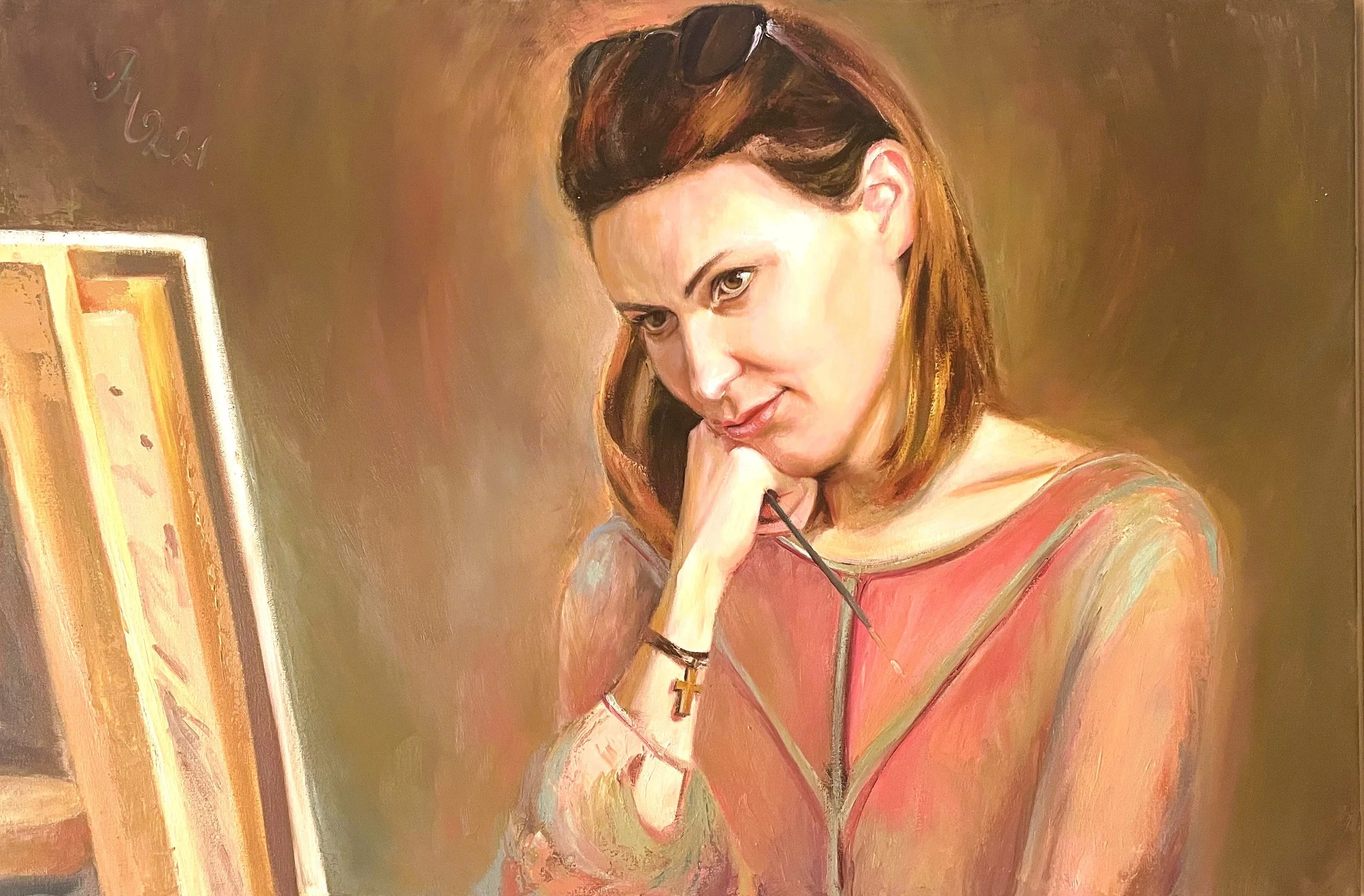 1.11: First Self-Portrait; Oil on canvas, framed
90 x 60cm