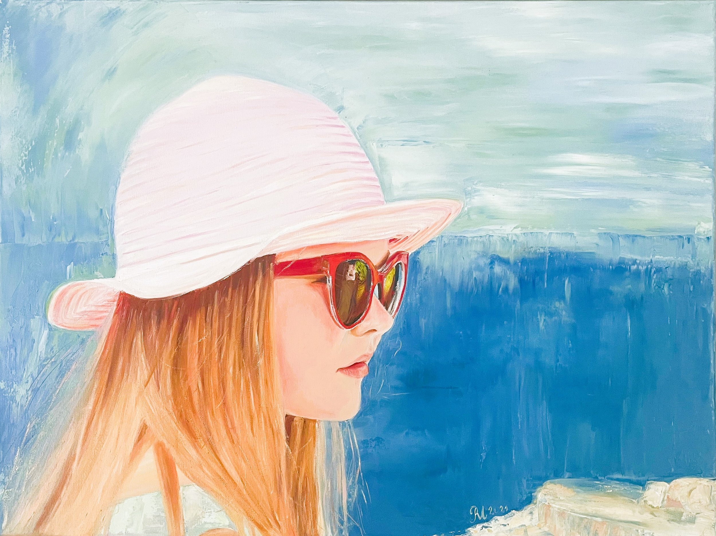 1.16: Memory from Santorini; Oil on canvas, framed; 60 × 80 cm