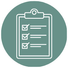 Icon of a checklist on a clipboard with three checkmarks.