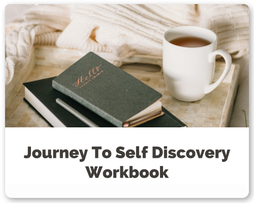 A desk with a notebook titled "Self" and a mug of coffee or tea, with a cozy blanket in the background.
