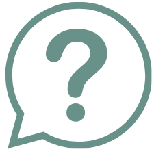 A speech bubble with a question mark inside.