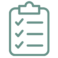 Checklist on a clipboard with four checked items.