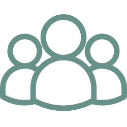 Icon of four simplified human figures representing a group or community.