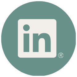 LinkedIn logo with white background and teal circle