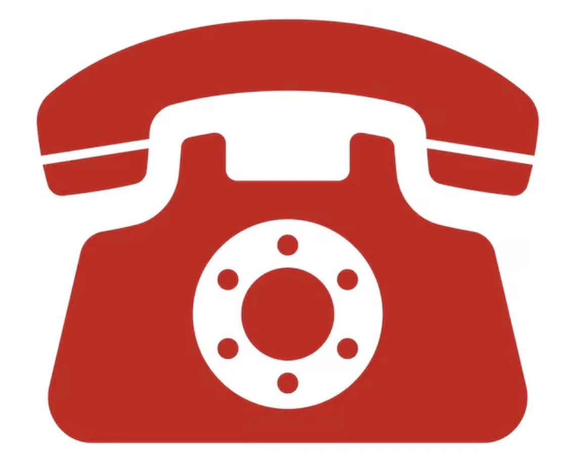 Red vintage rotary telephone icon.