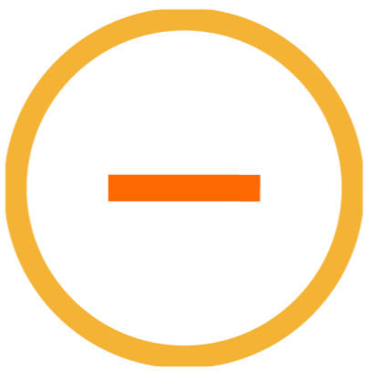 Circle with negative sign, indicating medical negativity.