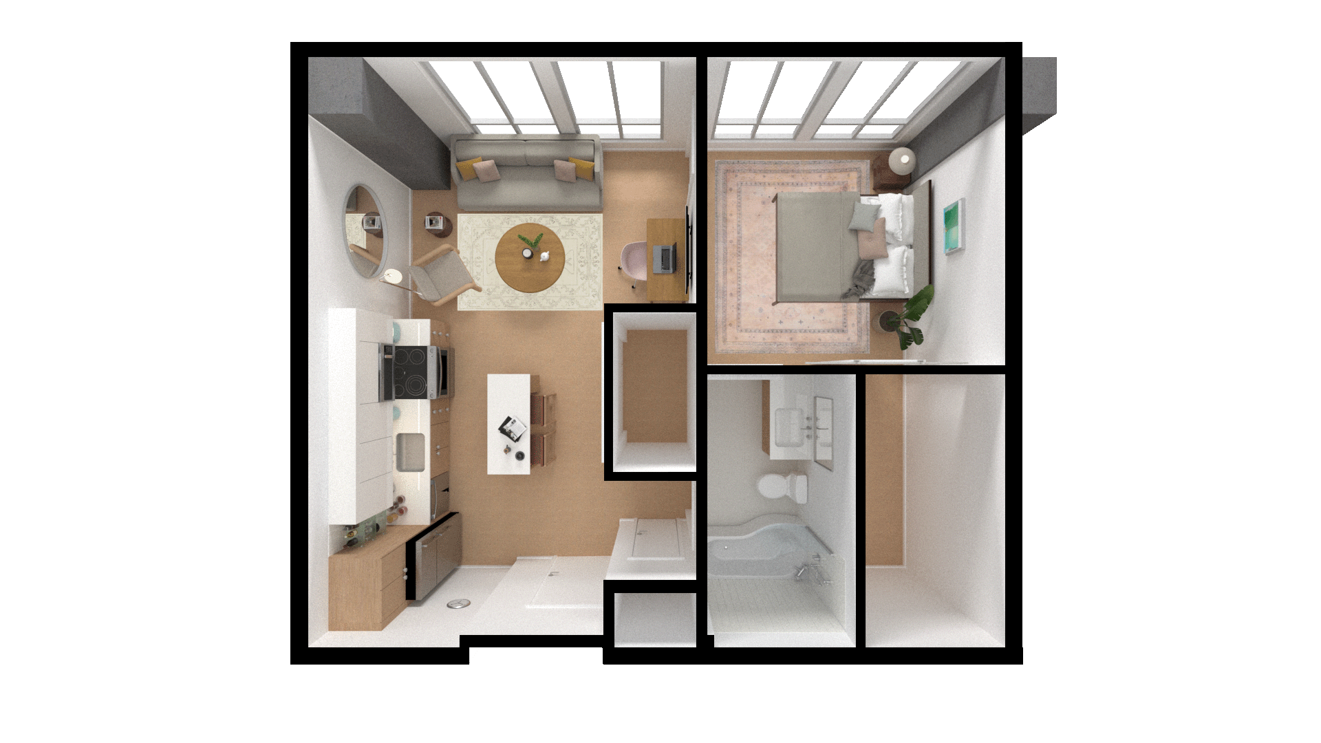 An image of an apartment in plan perspective