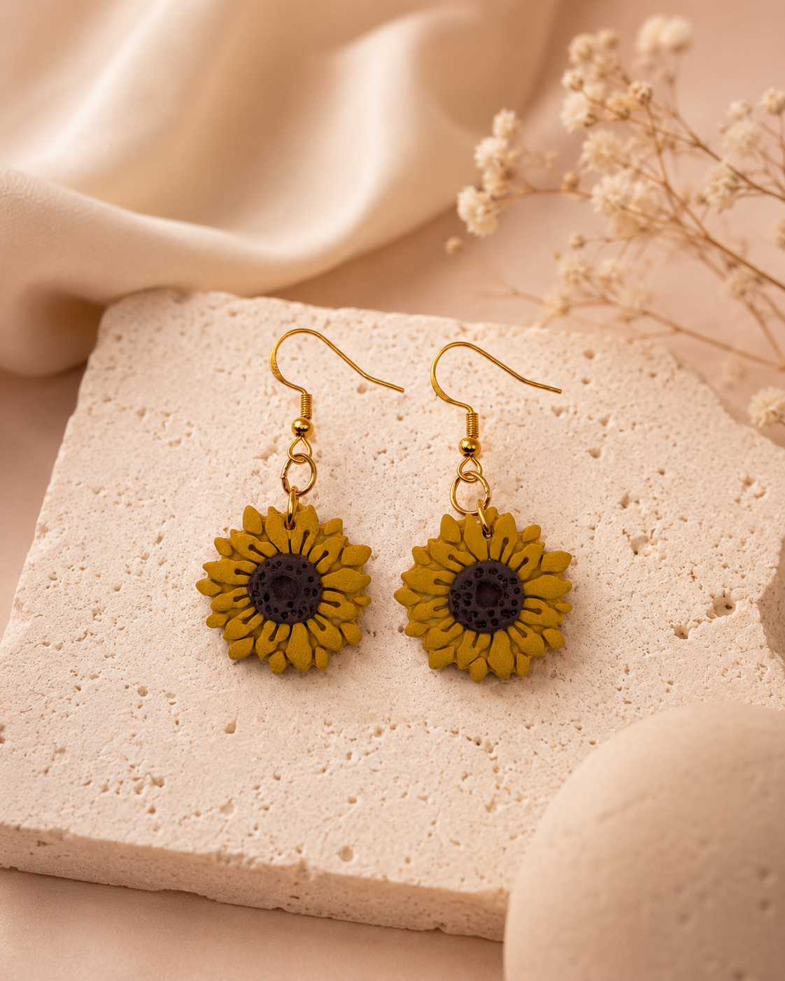 Sunflower Clay Earrings