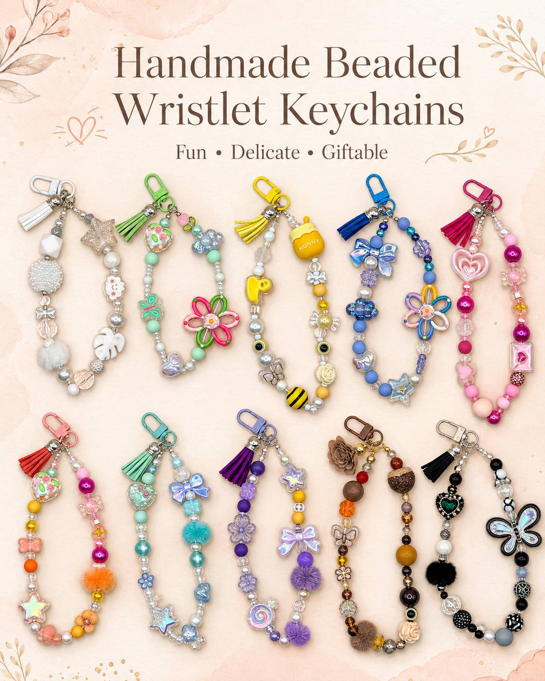 Handmade Beaded Wristlet Keychains
