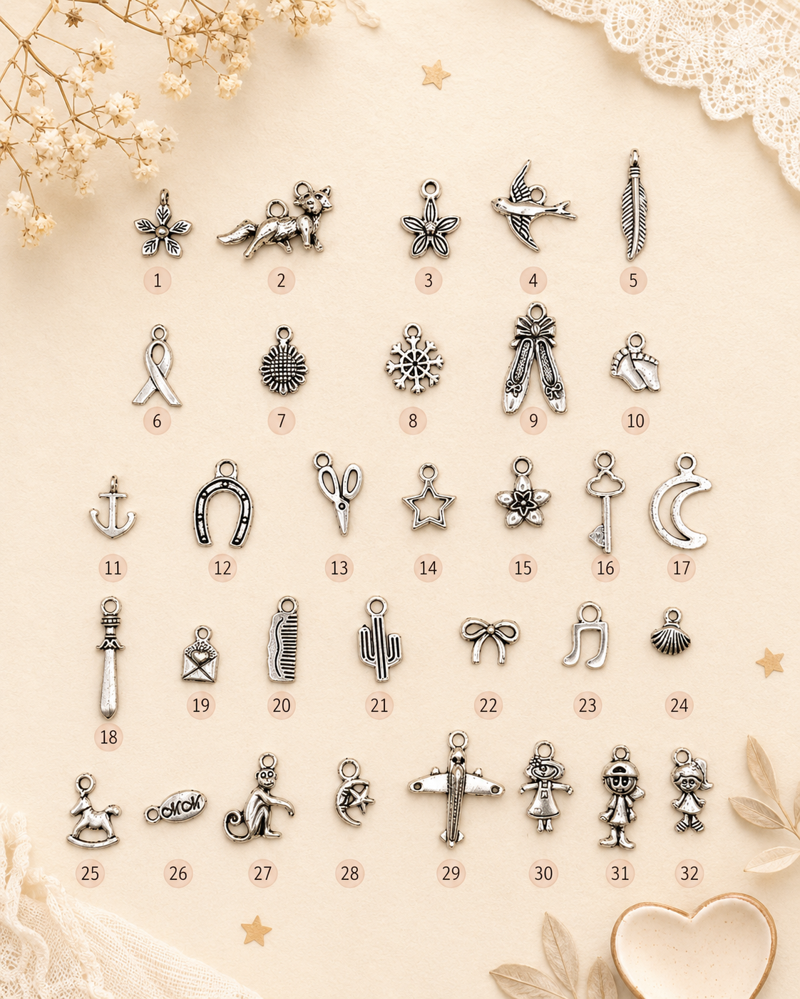 Antique Silver Charms Set