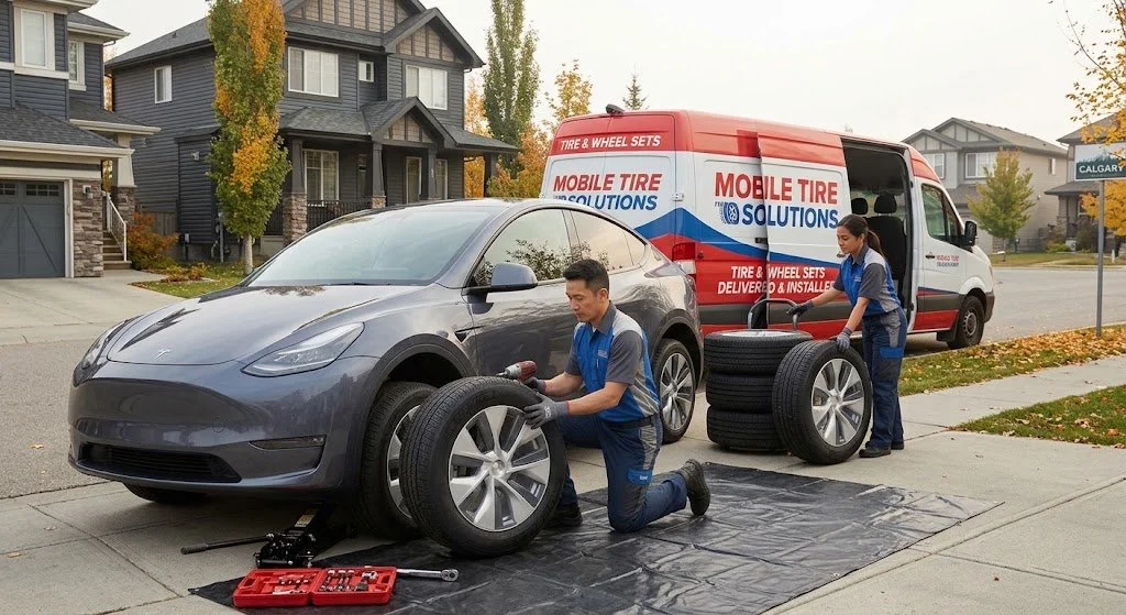 Tesla snow tire package deliver and install