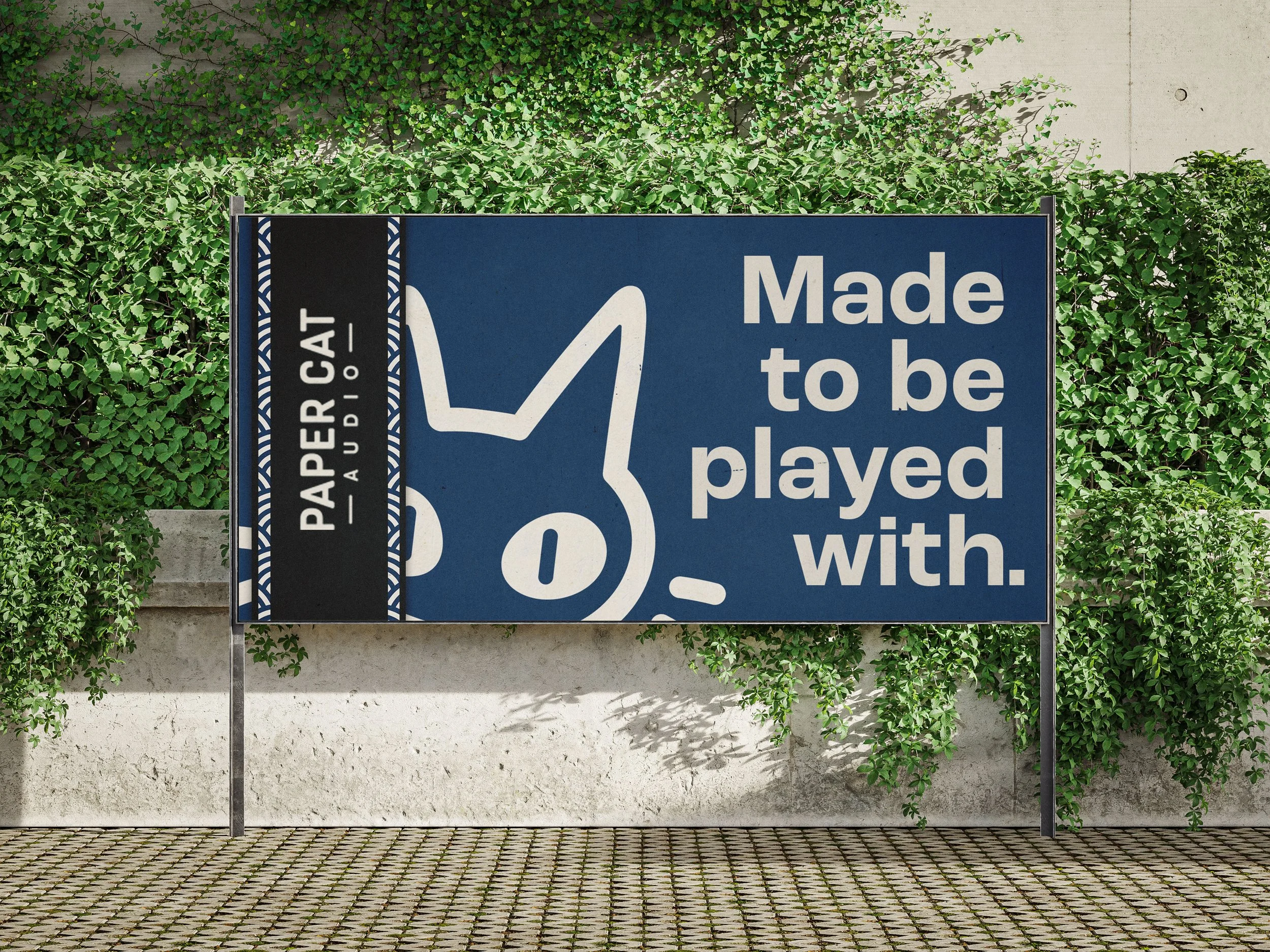 Paper Cat Audio billboard featuring "Made to be played with" branding
