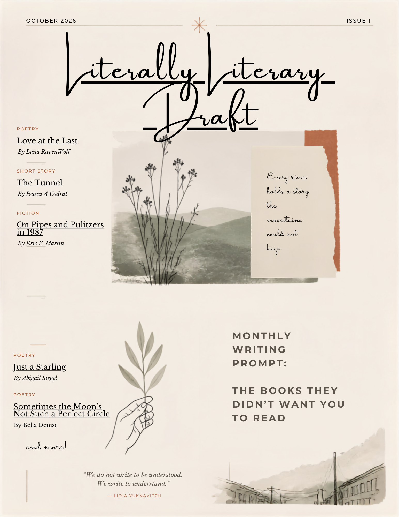 Cover of The Draft, Literally Literary's monthly digital issue, October 2026