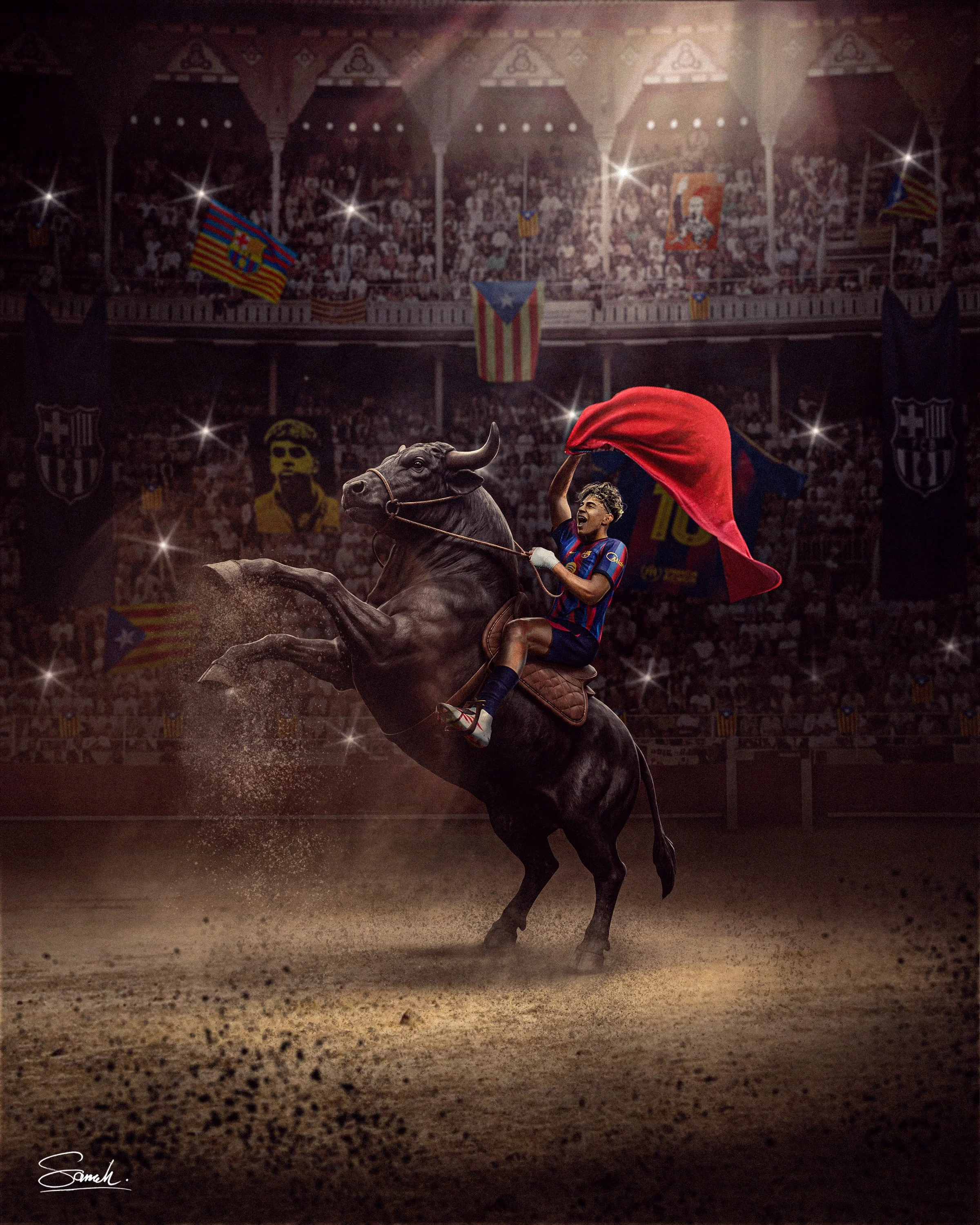 Some time for the Matador. 🎨🐂

@lamineyamal 

هذا من فضل ربي 🌸🌸
اللهم صل و سلم على سيدنا محمد 🌸🌸

#barcelonagram #barcelonagram #barcart #viscabar&ccedil;a