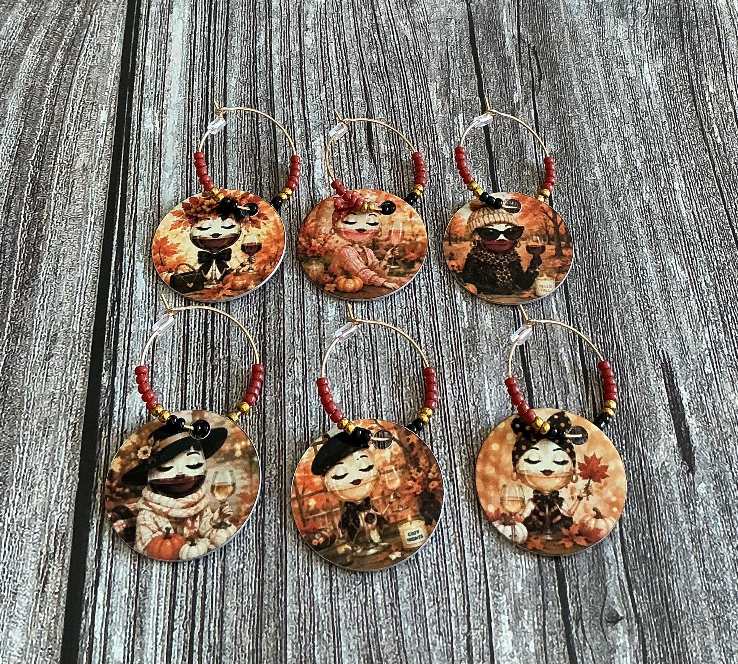 Wine Ladies Wine Glass Charms — Set of 6