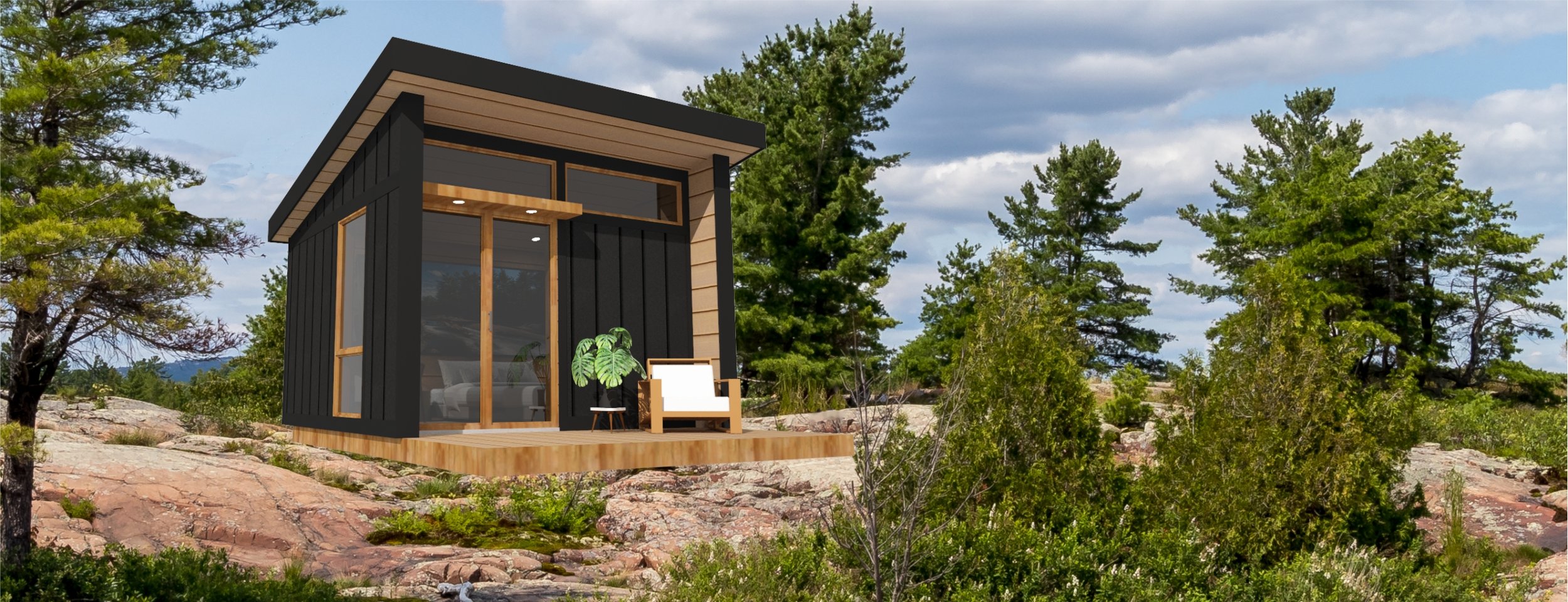 modern bunkie, guest accomodations, with deck, muskoka