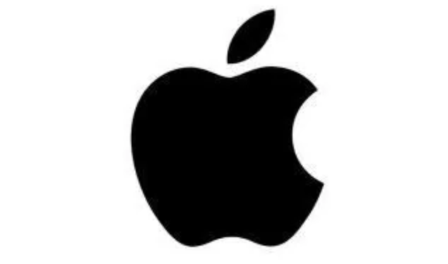 Schwarzes Apple-Logo auf weißem Hintergrund