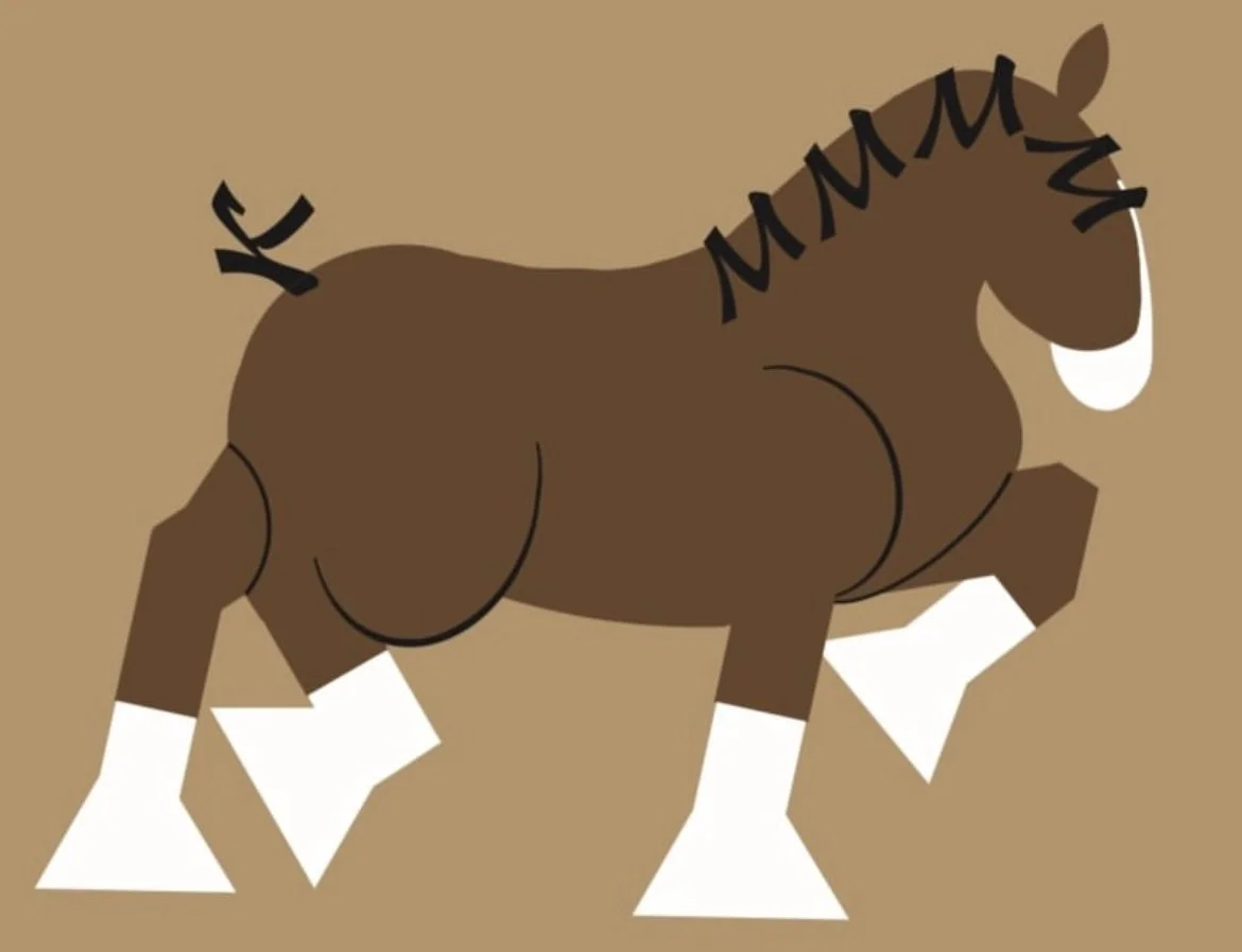 Clydesdale with K and M letters