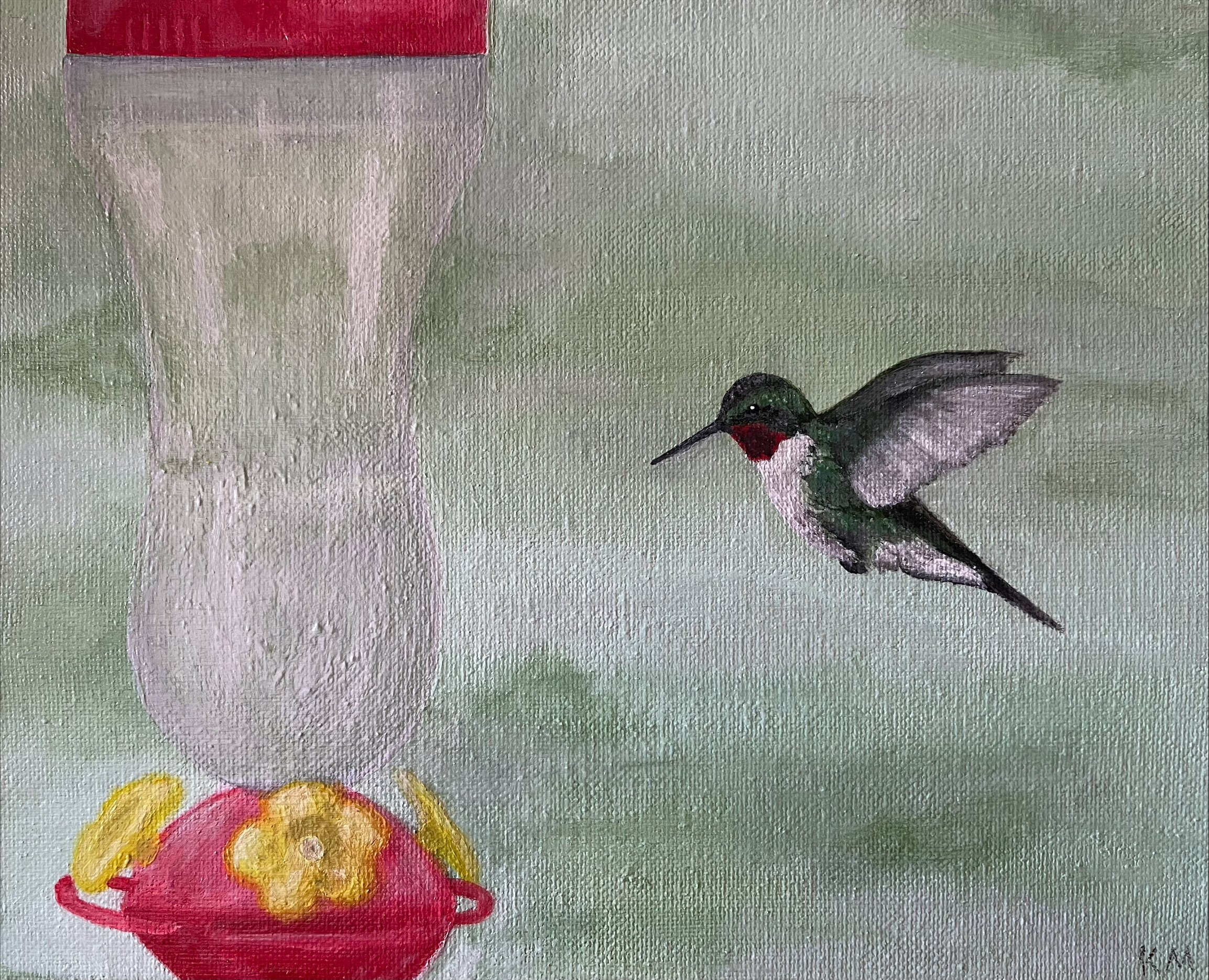 Hummingbird, painting, acrylic