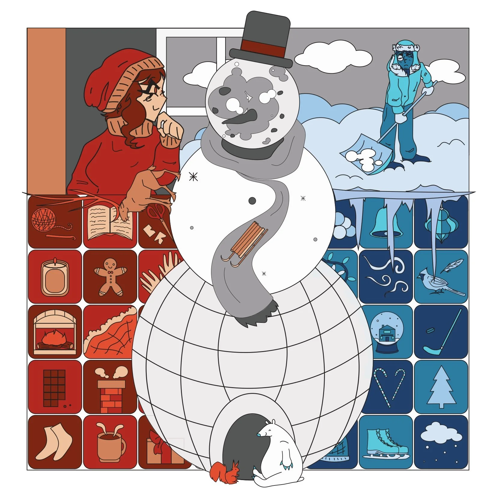 Winter calendar illustration