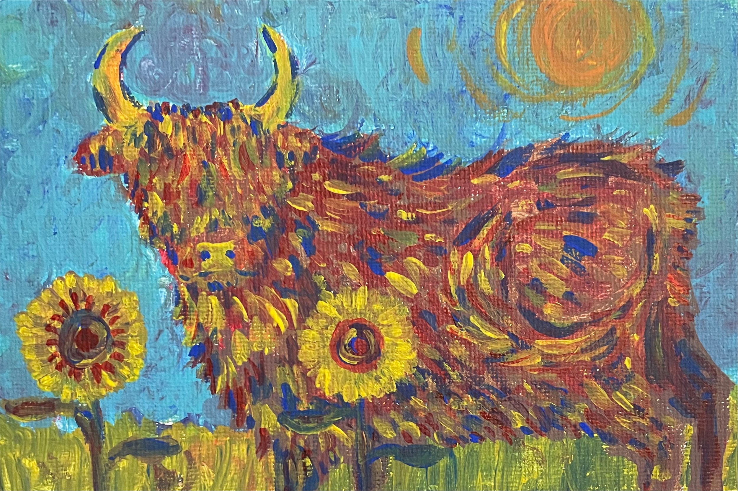 Painting of a Highland Cow, acrylic
