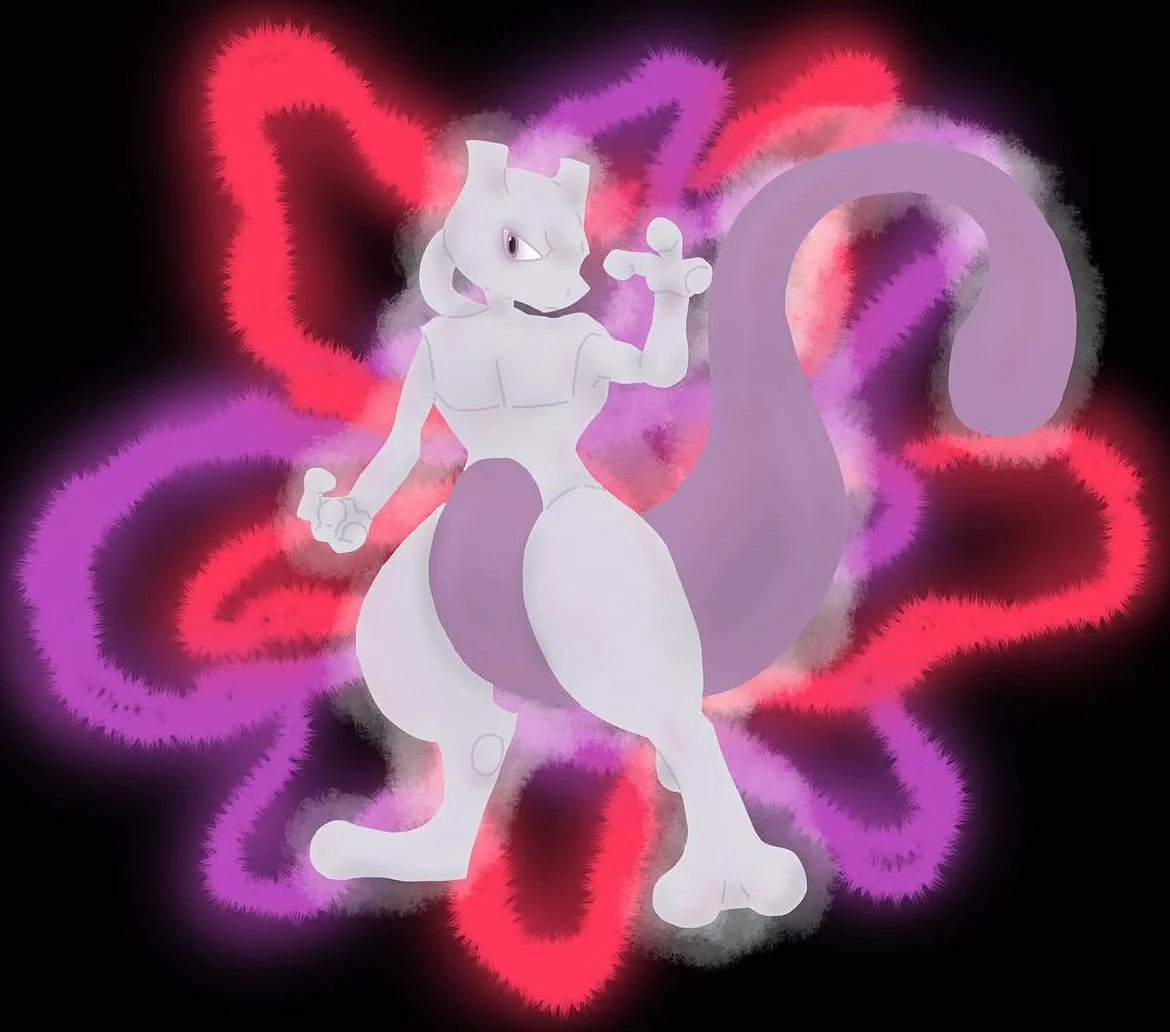 Mewtwo from Pokemon illustration