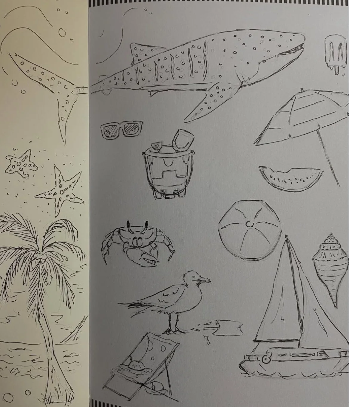 Beach doodles, ink