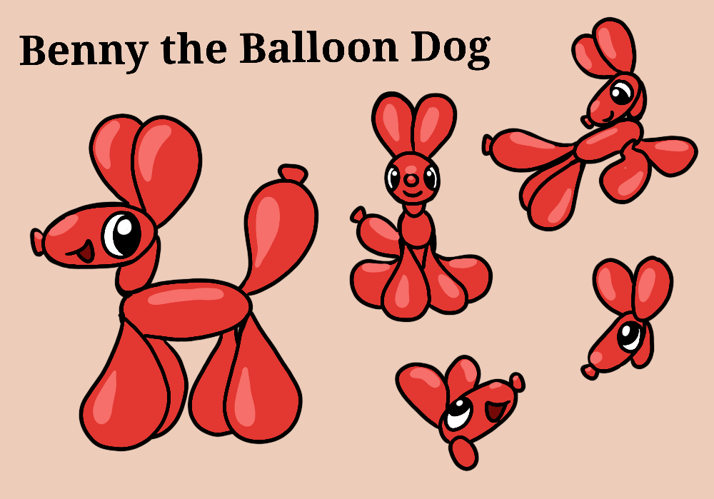 Main character design for "Benny the Balloon Dog: Benny's Big Day"