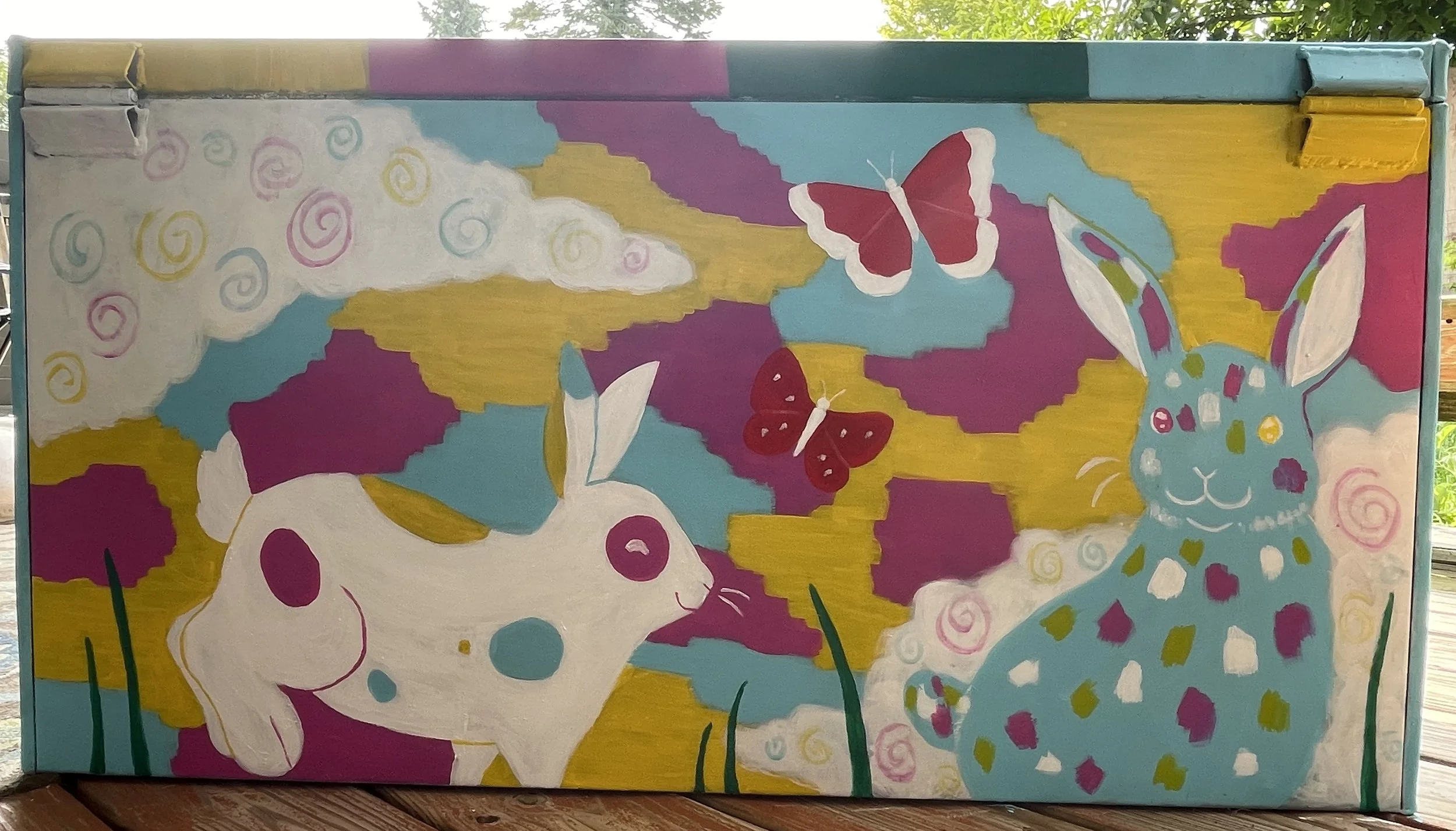 Large 4-H box, backside, acrylic