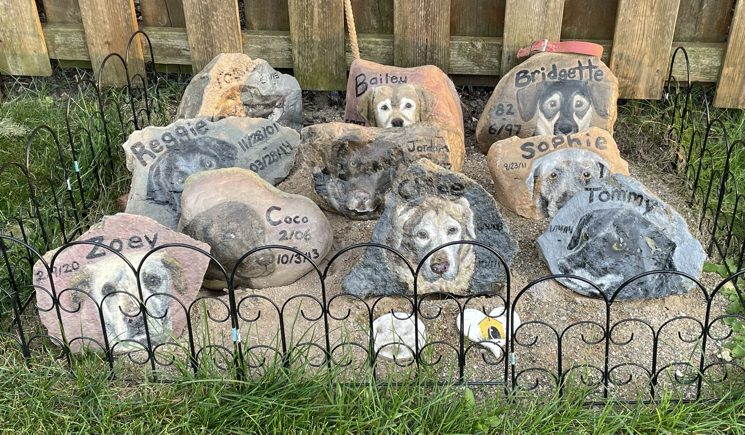 10 painted rocks, acrylic