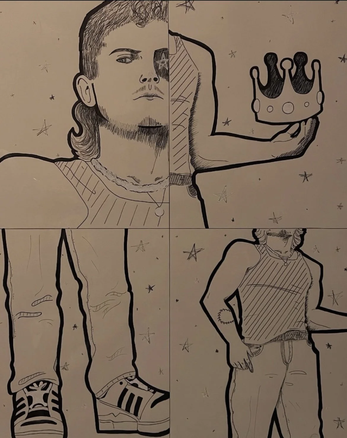 My brother, figure drawing, ink