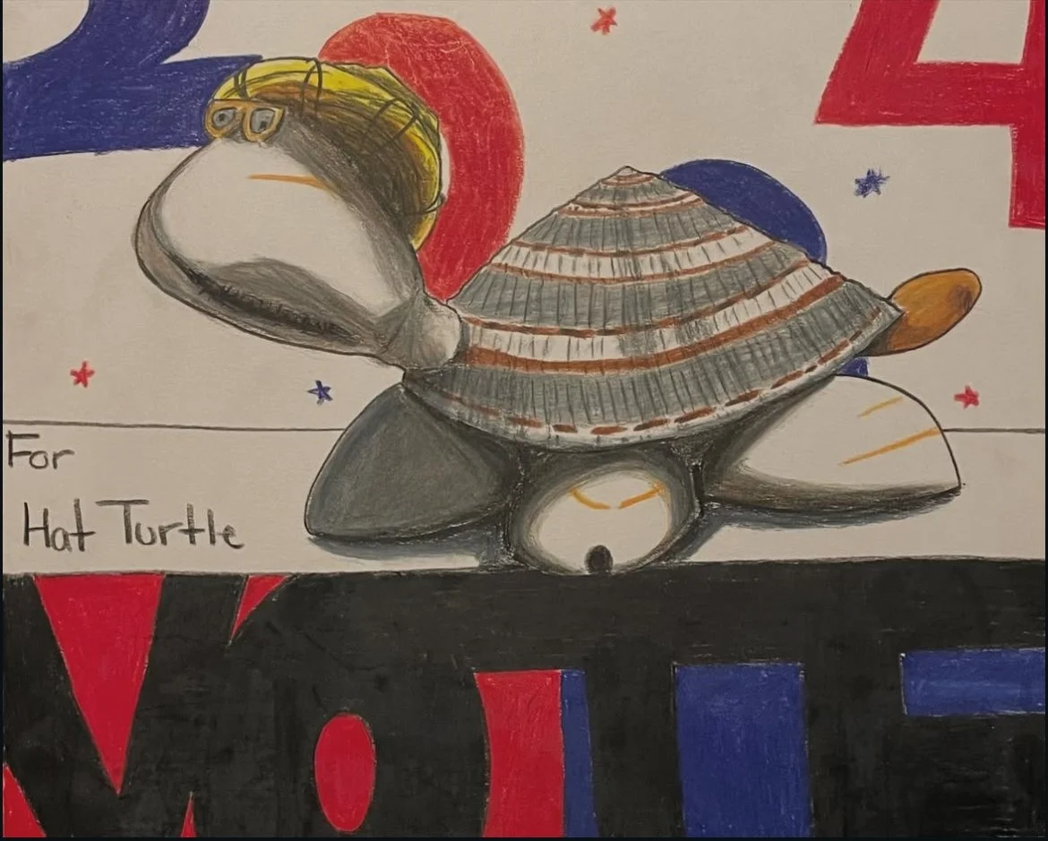Hat Turtle, colored pencil