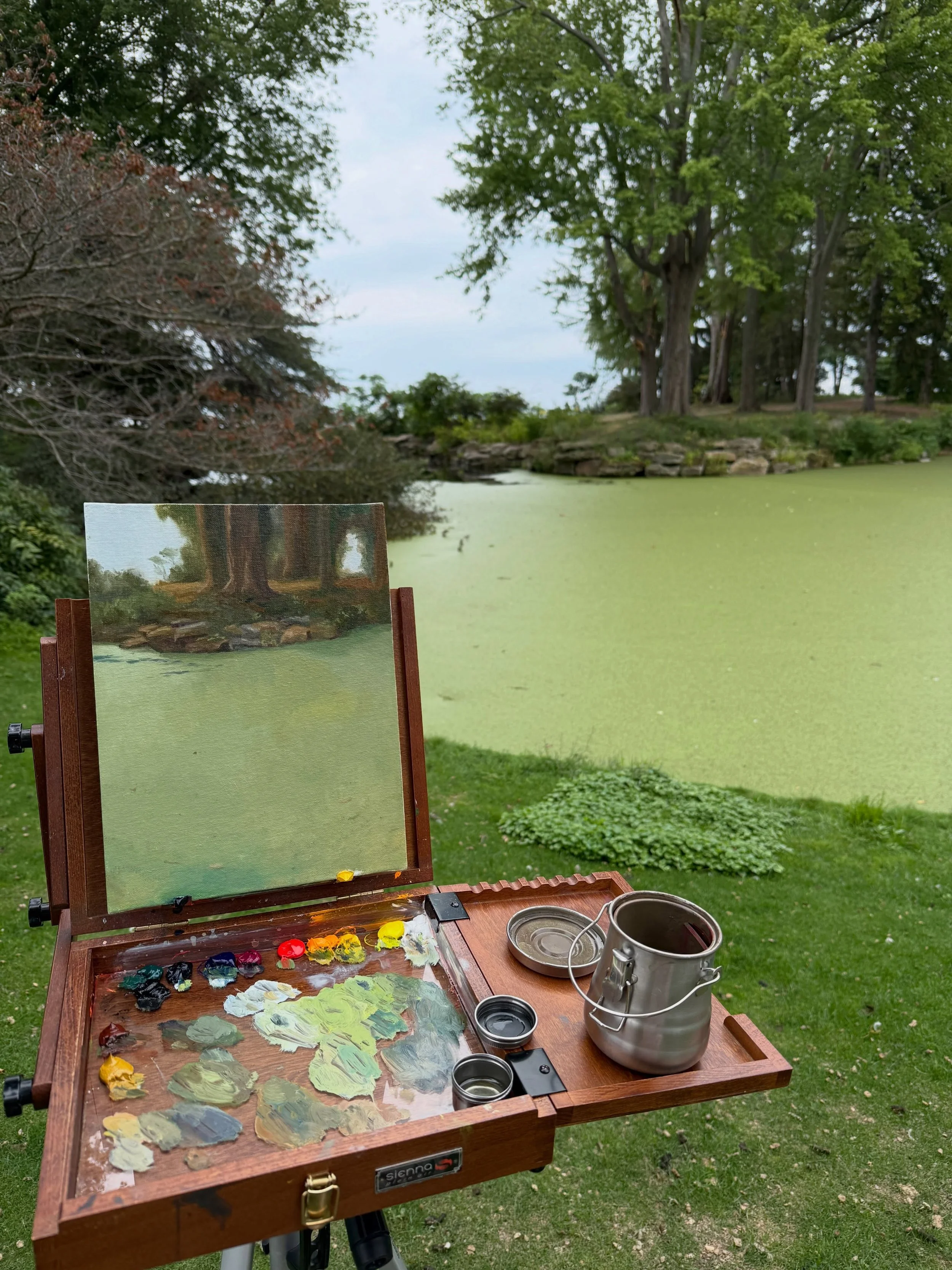 First on site plein air as part of my residency @eefordhouse . A bit to clean up with this one back home but it was fun to hang out with the geese near the pond today. 9x12 oil