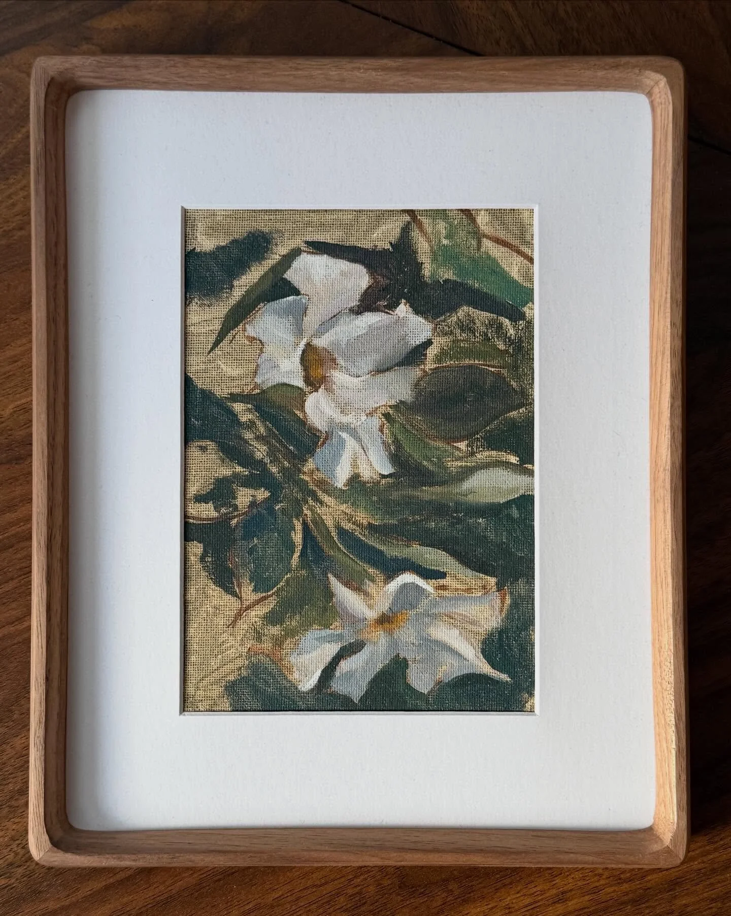 Framed a plein air of mandevillas from last year, oil
