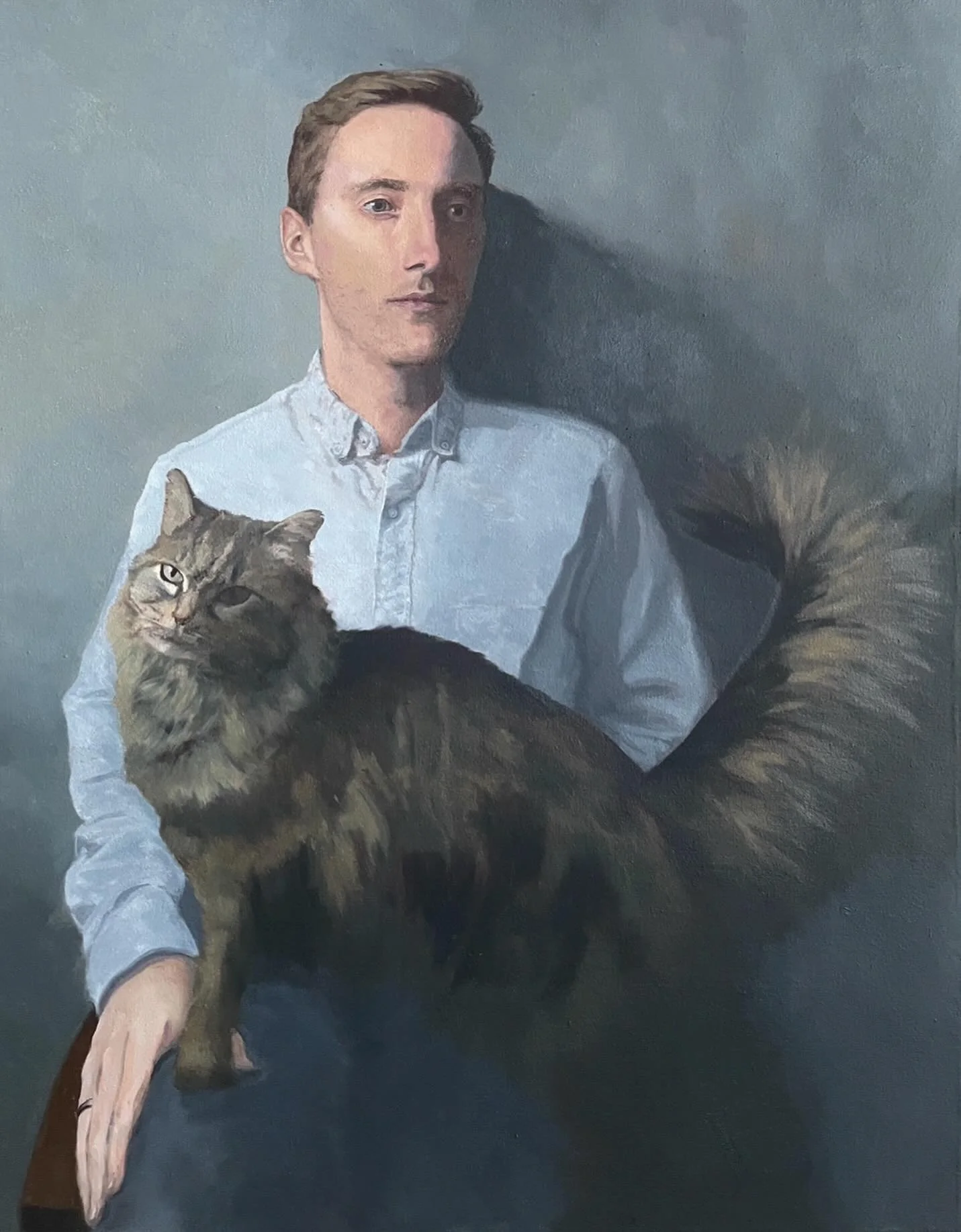 &lsquo;Self Portrait with Teddy&rsquo;

Oil on linen - 24x30&rdquo;

This is a somewhat matching portrait to one I made of my wife in 2022. This is likely the last larger piece I&rsquo;ll do for the foreseeable future, but one I&rsquo;ve been looking