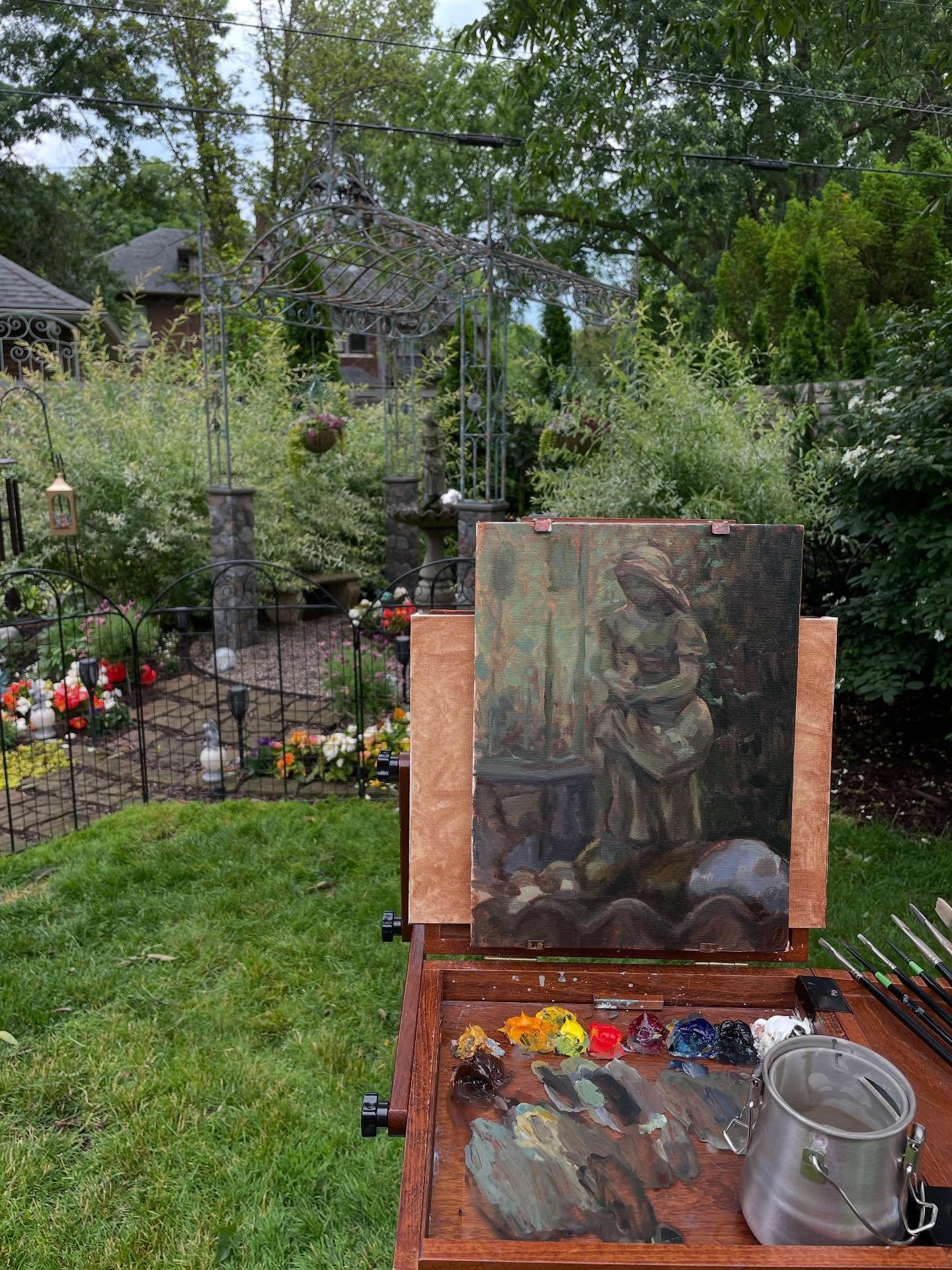 I had the opportunity to paint at a stop on the @gpgardencenter annual Garden Tour. Some (or all) of this work will be up soon at @thewarmemorial alongside a few of my other pieces.

#pleinair #oilpaint