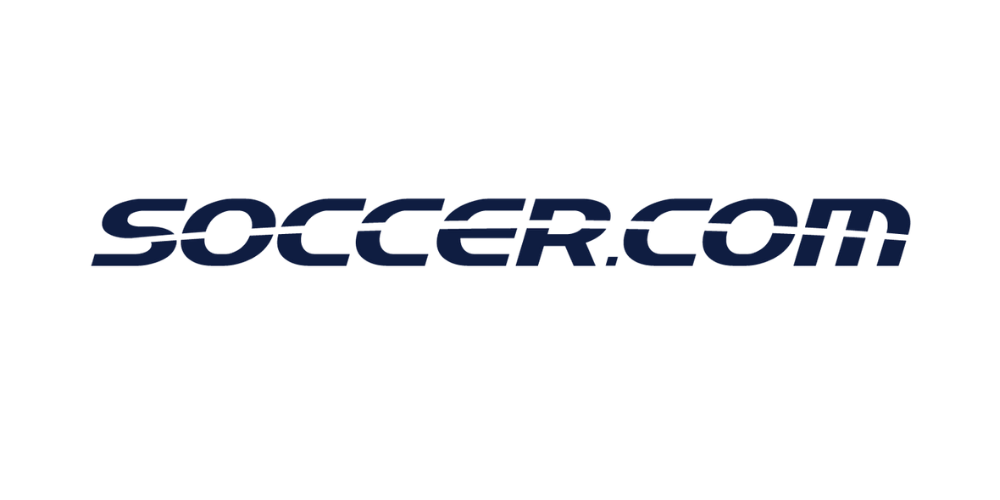 Logo for SOCCER.COM with blue and black text on a white background.
