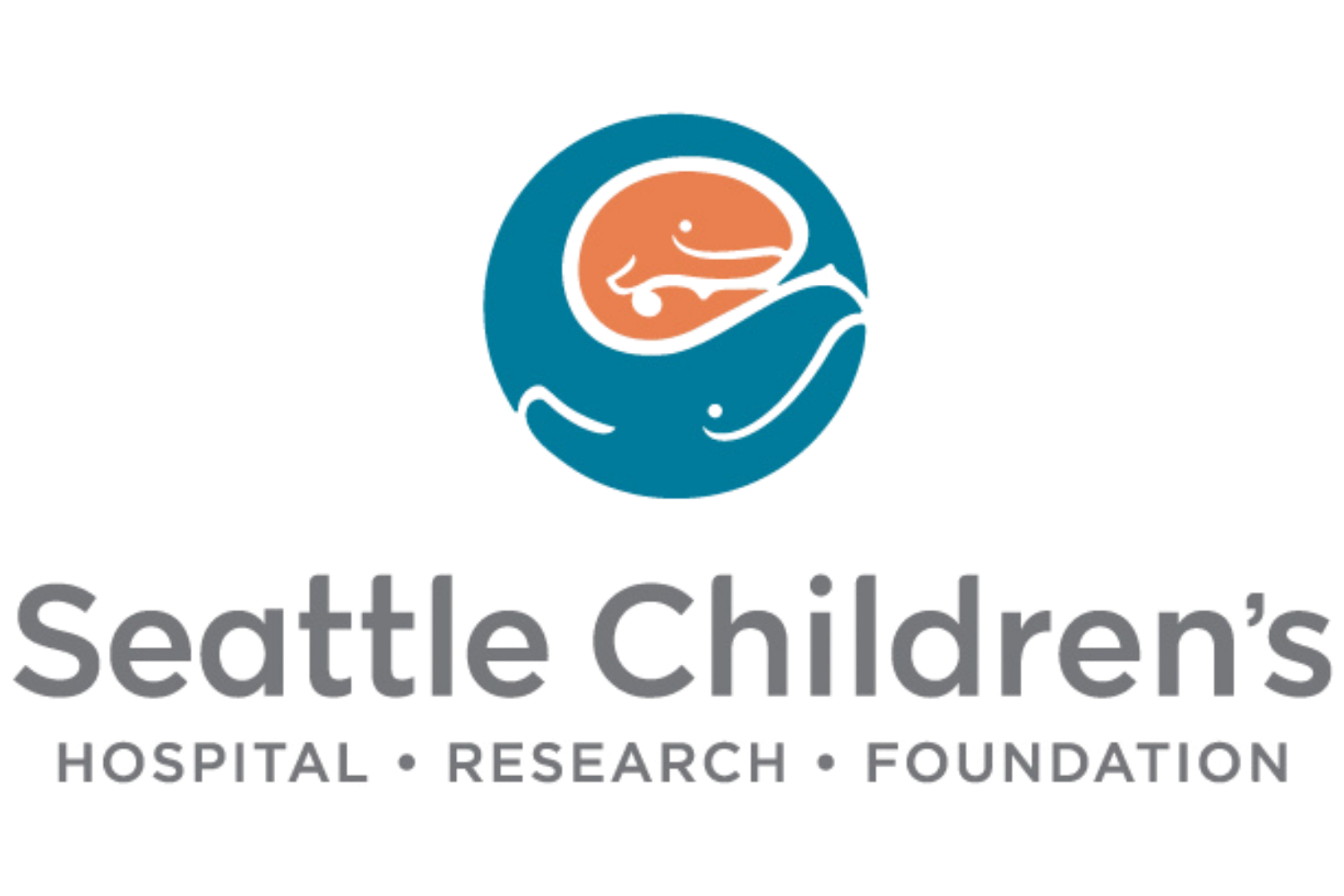 Logo of the Seattle Children's Hospital Research Foundation featuring a stylized blue hand cradling a fetus, with the organization's name below.