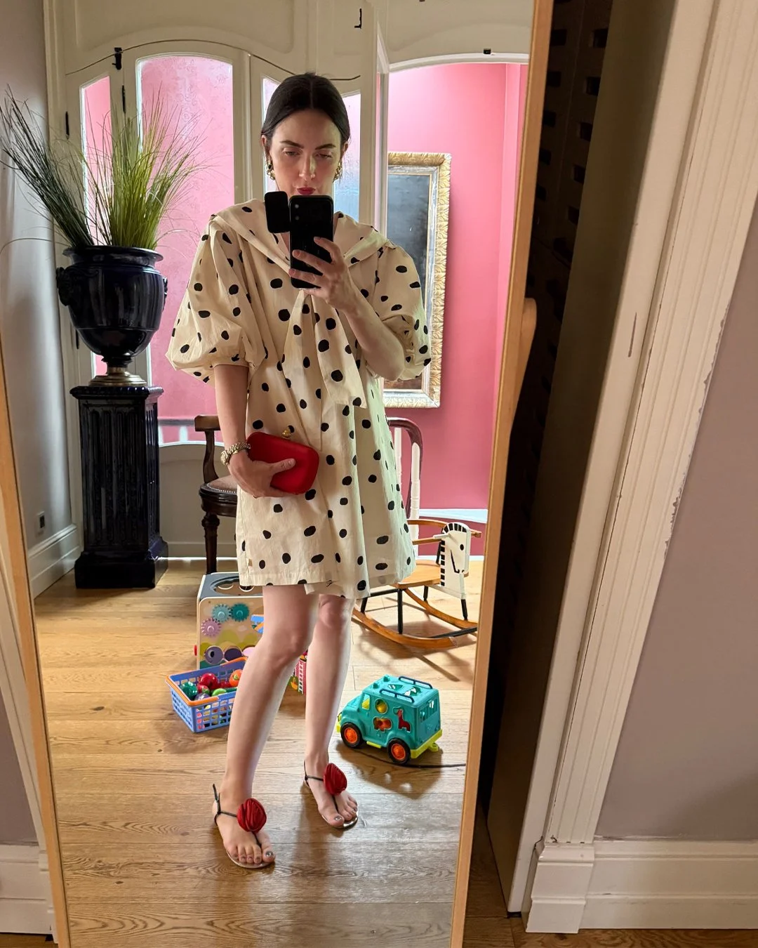 A quick outfit change for dinner.