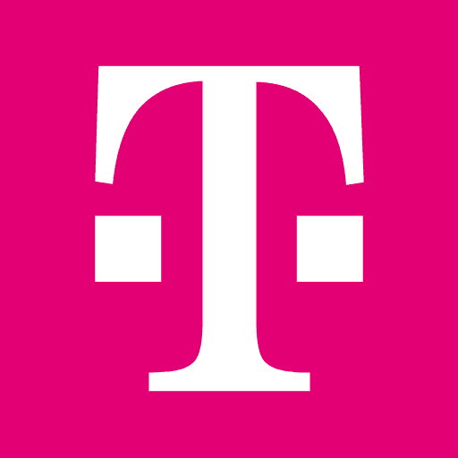 The logo of T-Mobile, a telecommunications company, featuring a white 'T' on a magenta background.