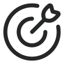 An icon of a target with an arrow hitting the center.