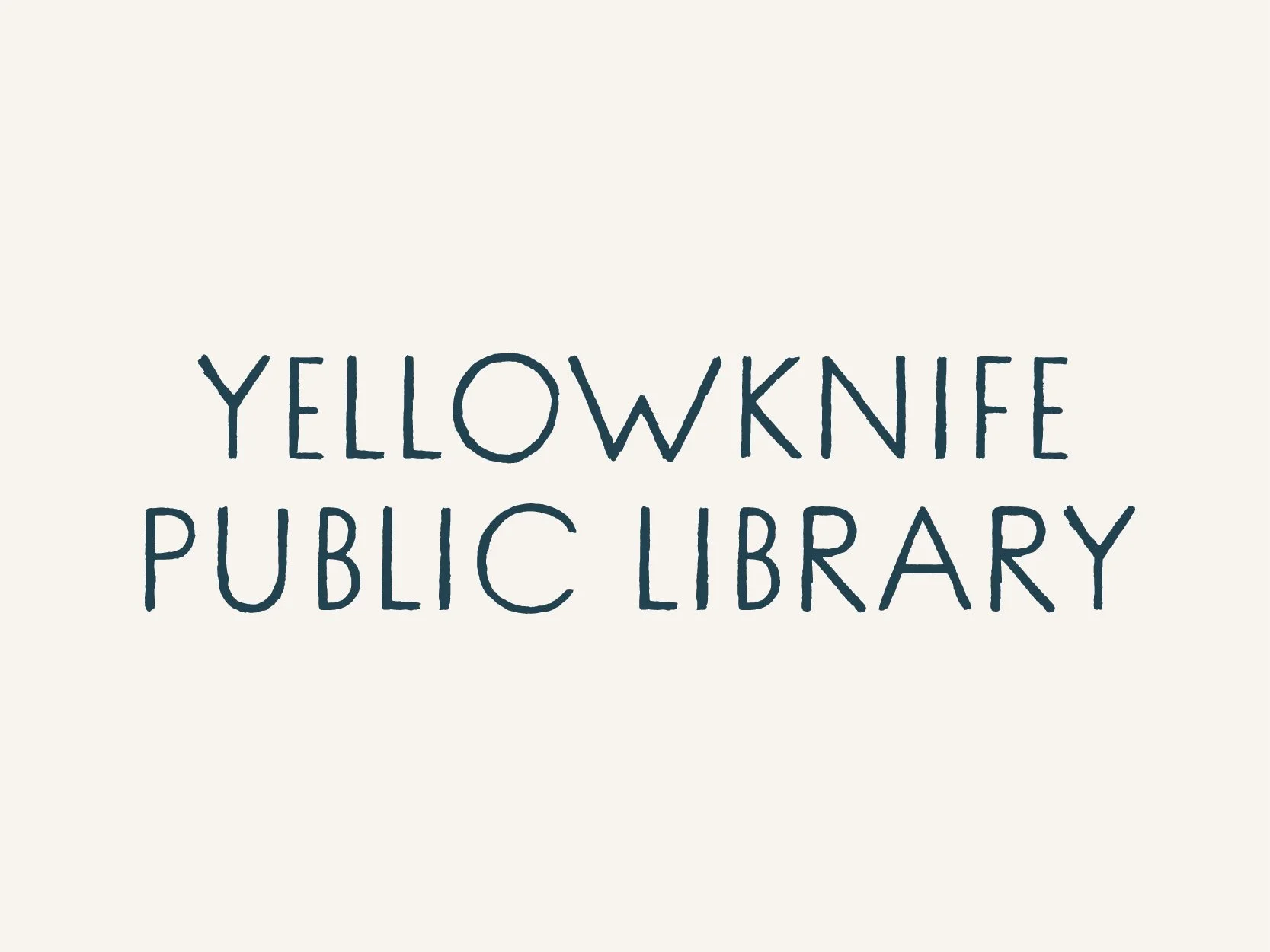 Logo of Yellowknife Public Library with stylized text on a light background.