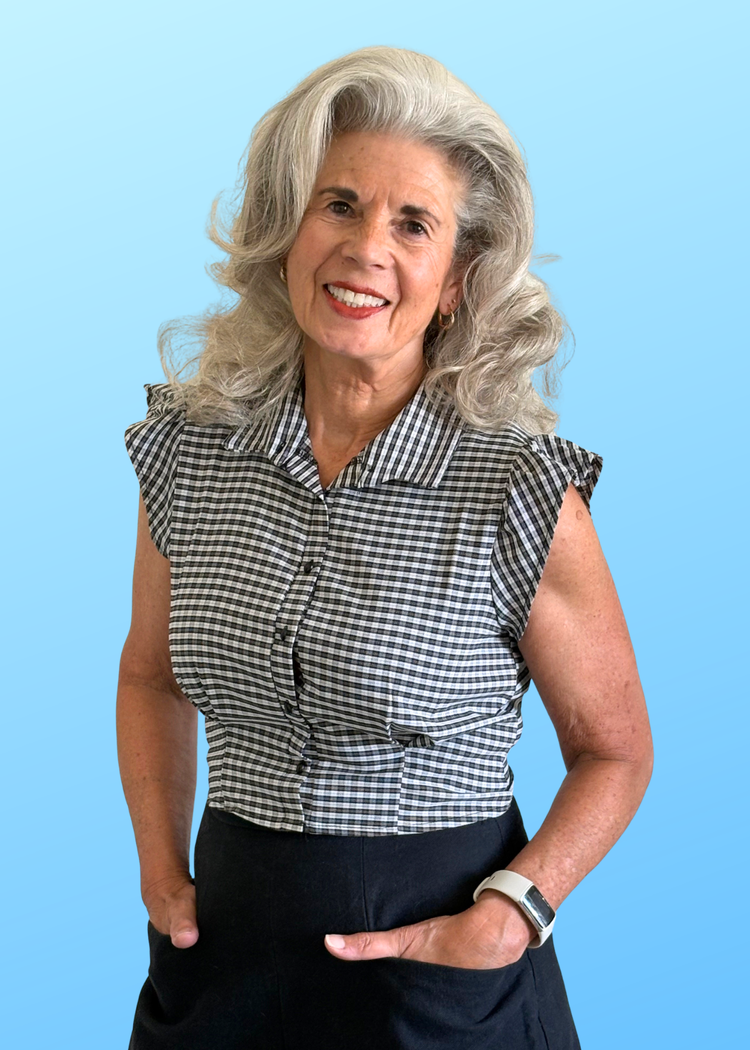 Author Barbara Marrs, smiling, with silver hair