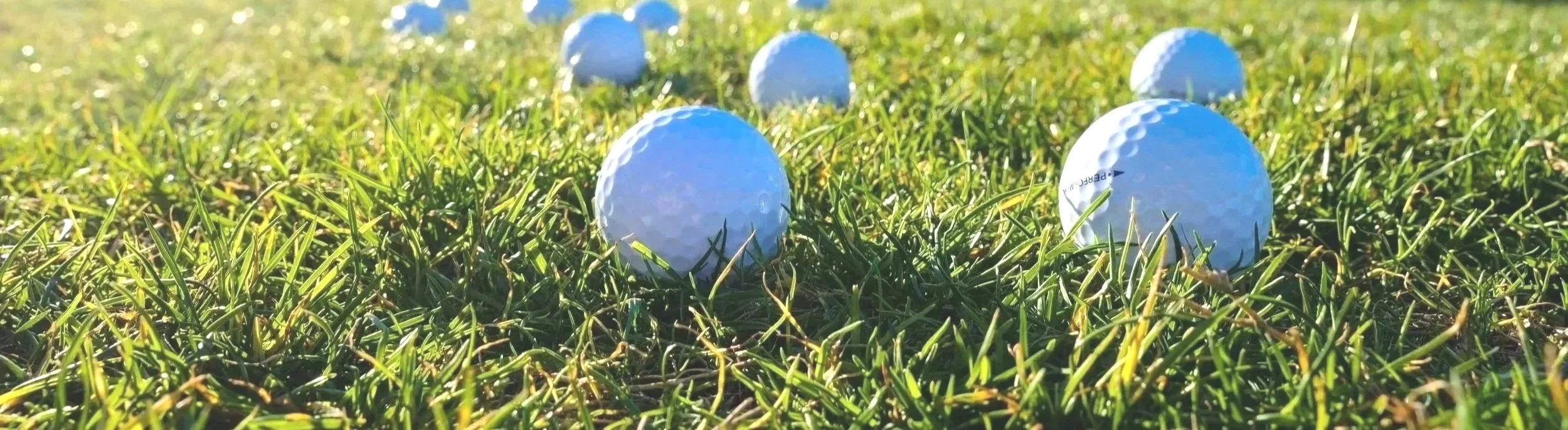 Golf balls on the grass