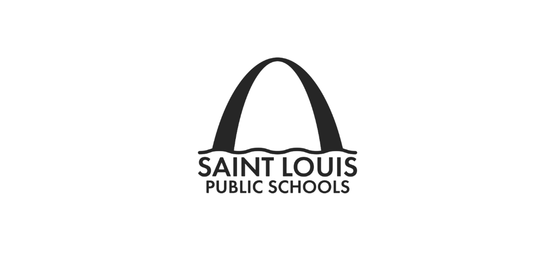 The logo of Saint Louis Public Schools featuring a stylized arch and water waves.