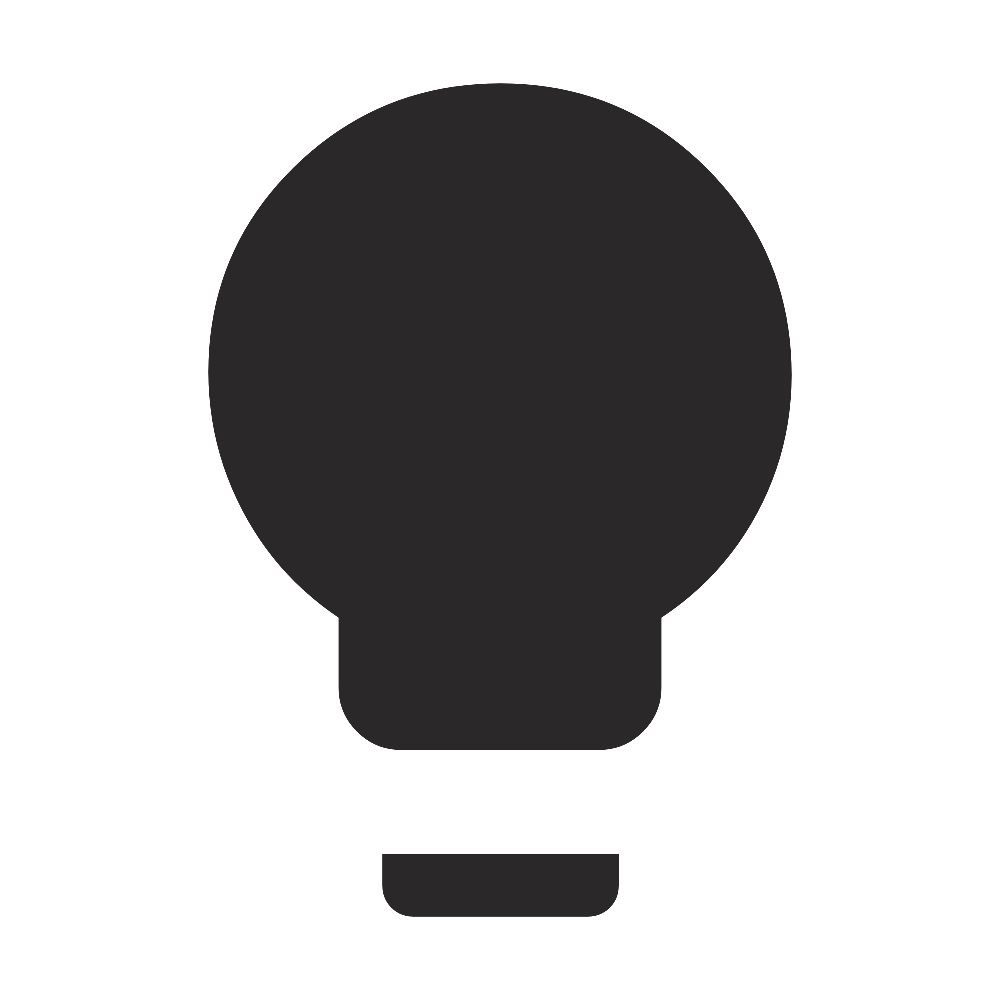 Silhouette of a light bulb with a black background.